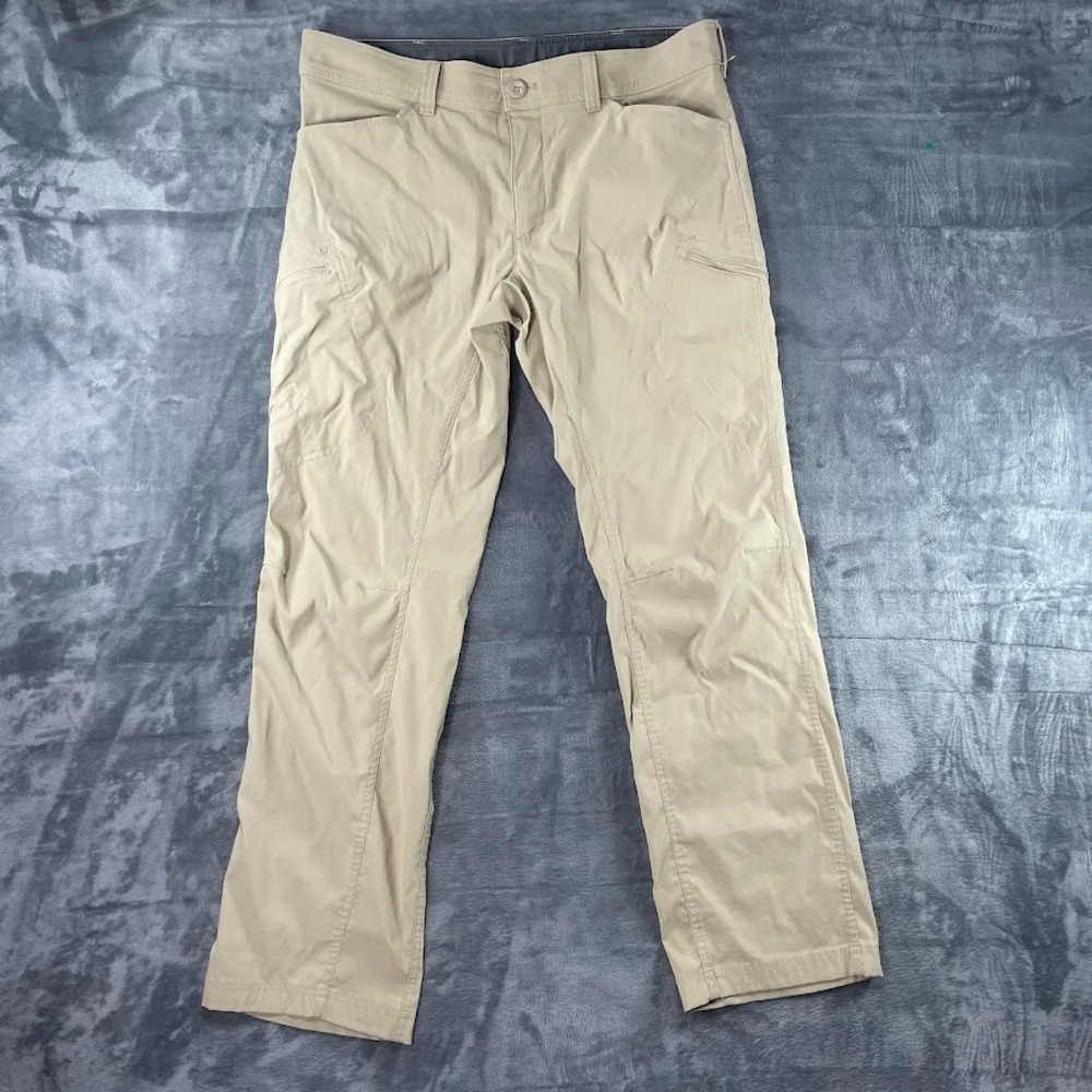 Eddie Bauer First Ascent Hiking Pants Guide Pro Cargo Zip Pocket Mens 36x32 Tan‎